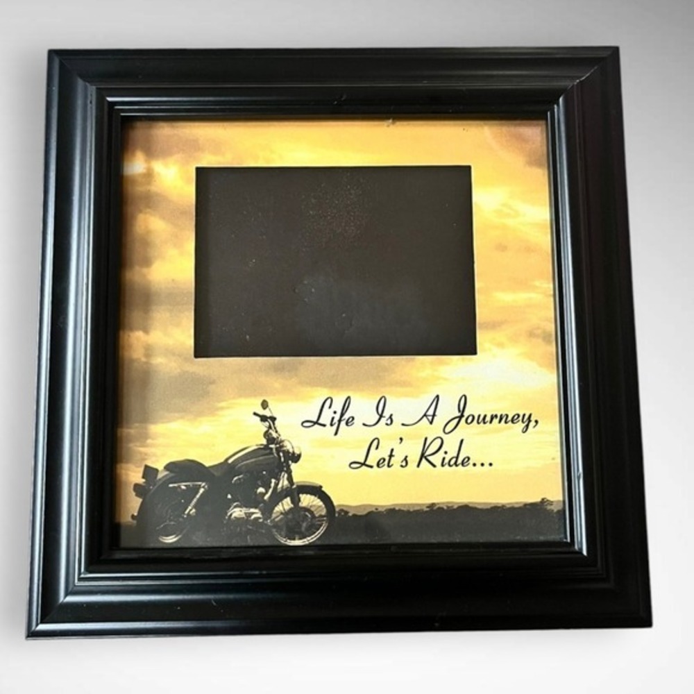 HARLEY DAVIDSON Black Life Is A Journey Let's Ride Picture Frame‎ |EUC